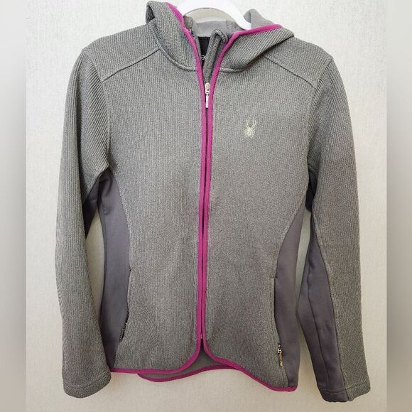 Spyder women's full-zip hooded sweater fleece-lined jacket Size LG - Picture 2 of 12